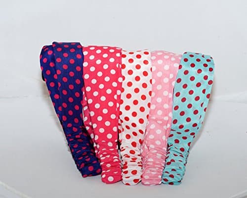 Polka Dot Headbands [5 Pack] Pleated Design Too Cute