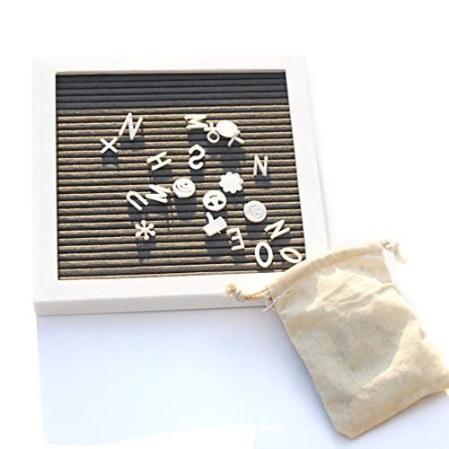 Letter Board White | Gray Felt Message Board 10x10 | Letterboard - Includes 360 Letters, Numbers &amp; Symbols (10 x 10 Inches) - Message Board for Photos, Announcements, Milestones