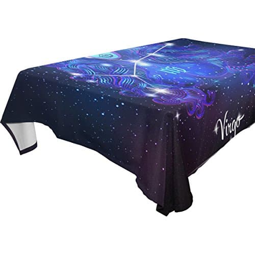 Constellation Zodiac Sign Virgo 100% Polyester Tablecloth Table Cover for Dinner Parties Picnic Kitchen Home Decor, Multi