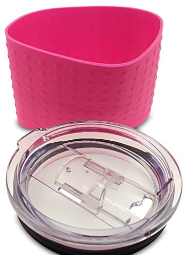 Gift set sleeve and Lid with Slider for 20oz Yeti Rambler, RTIC Tumblers - Works Great with Straws