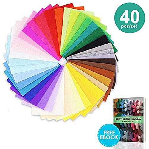 40 pcs, 12x12 inch and 0.76 mm thick Craft Felt Sheets Squares Fabric, Perfect for DIY Craft Patchworks Sewing
