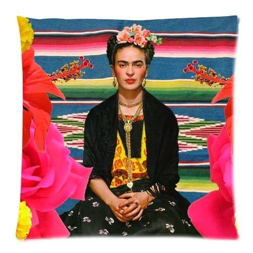 Hot Selling frida-kahlo background printed Zippered throw PillowCase&Pillow Case Cover Standard 18"x18" (Twin sides)