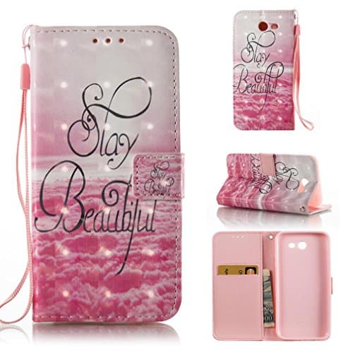 Galaxy J3 Emerge Case,Galaxy J3 Eclipse Case,J3 Mission Case,J3 Prime Case,Galaxy Express Prime 2 Case,FlREFlSH Wrist Strap Detachable Wallet Case for Samsung Galaxy J3 2017-Beautiful