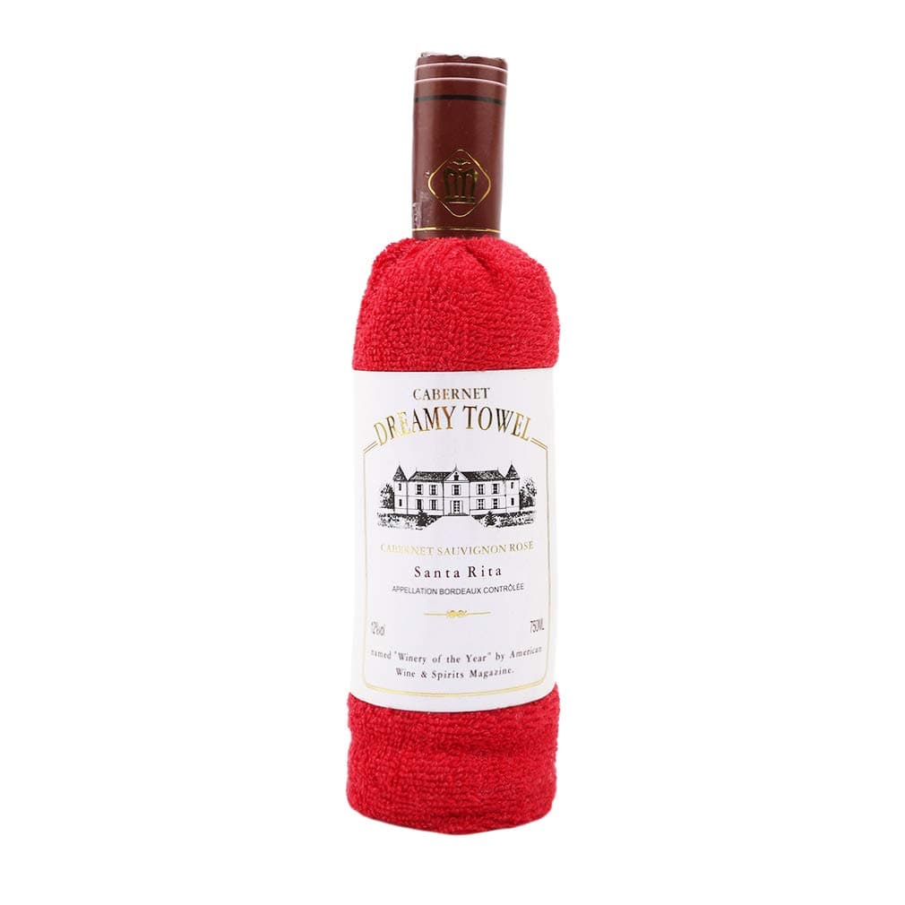 SUNSKYOO Creative Towel Gift Present Soft Cotton Face Towel Gift Red Wine Bottle Shape Wedding Gift Home Decoration,red