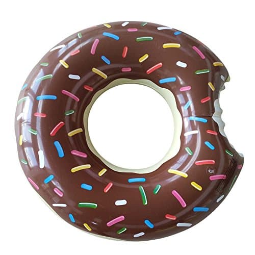Moguer 43-Inch Inflatable A Bite Donut Pool Float Swimming Pool Lounger Raft Float, Pink or Brown Random Color