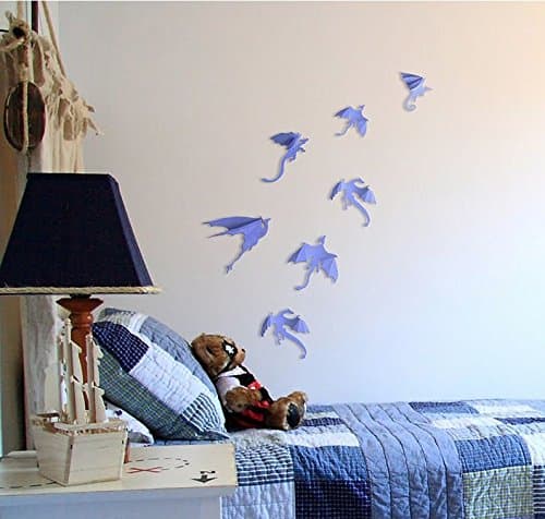 DOOXOO Removable Popular 3d Dragons Wall Sticker Decal Home Room Decor Mural Vinyl Art (Purple)