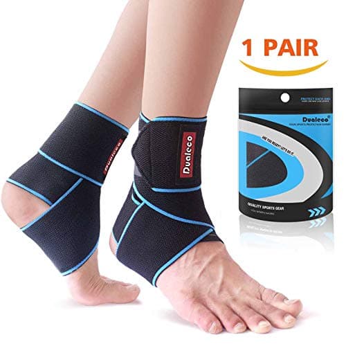 Ankle Brace 1 Pair,Adjustable Ankle Brace Support for Women/Men/Kids, Elastic Compression Ankle Wrap, Lace Up Ankle Brace Support for Sprained Ankle, Achilles Tendon, Sports, Running by Dualeco