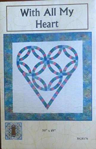 With All My Heart~Pattern~Wedding Ring Heart Wall Hanging Raggedy Ruth Designs
