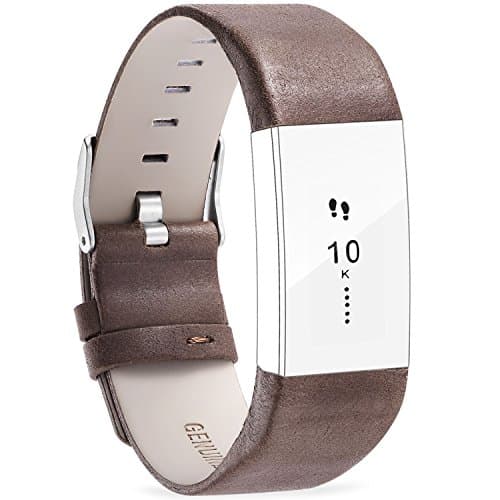 For Fitbit Charge 2 Bands,FITEEN Genuine Leather Replacement Bands for Fitbit Charge 2 (Charge2-Tan)
