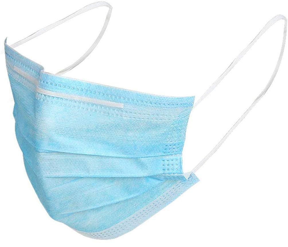3-ply Ear Loop Disposable. 50pcs Anti-Dust Safe and Breathable Face Mask Respirator Best for Medical, Beauty, Dust, Pollution & Allergy. 100% Latex Free, Blue