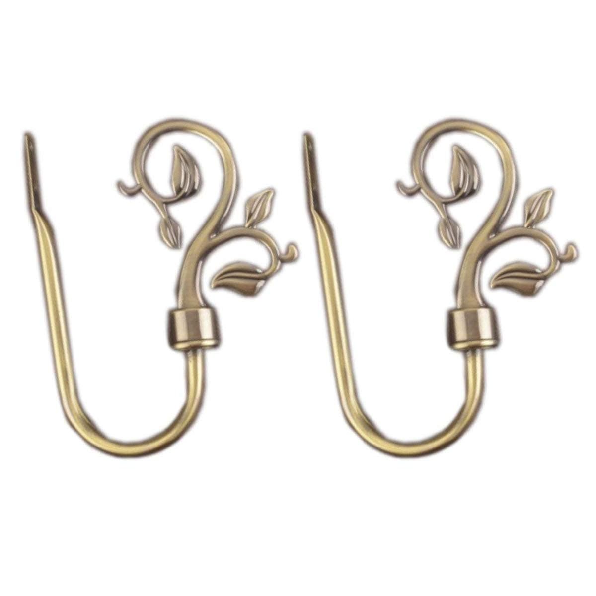 YING CHIC YYC 1Pair Urn Bronze Leaf Holdback Drapery Simple Curtain Wall Hook Window Decoration (Style 3)