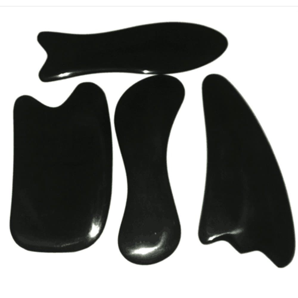4 Pack Hand Made Buffalo Horn Gua Sha Board,Gua Sha Scraping Massage Tool for SPA Acupuncture Therapy Trigger Point Treatment on Face Back Arm-Reduce Neck and Muscle Pain wtih a red Gift Bag