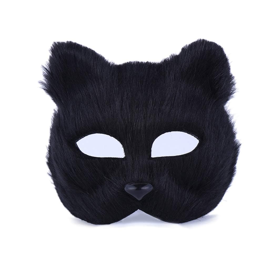 Wenwan Halloween Masquerade Mask Cat Face Half Face Mask (Black)
