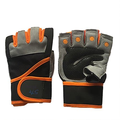 Weight Lifting Gloves, Premuim Quality Light Microfiber &amp; Anti-Slip Leather Support Weightlifting Exercise Crossfit Training Gym Workout Fitness Bodybuilding Biking, Fit all Men and Women (Large)