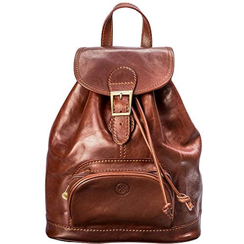 Maxwell Scott - Womens Luxury Classic Leather Backpack for Luxury Travelling - Made in Italy - The Sparano Chestnut Tan