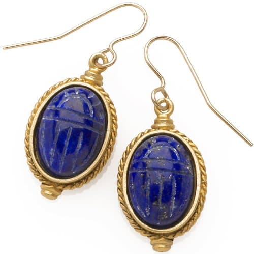 Egyptian Scarab Lapis engraved Earrings