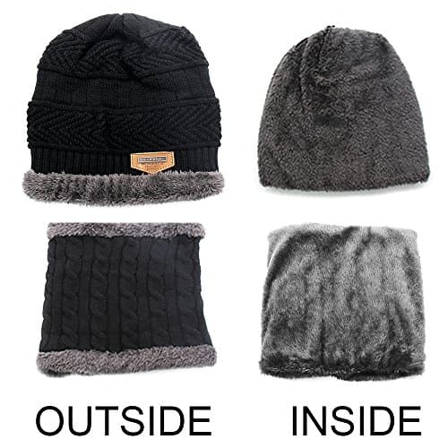 Holoway Winter Knit Hat Scarf Set, Warm Thick Knit Skull Cap For Men/Women