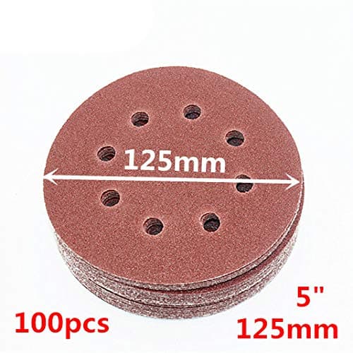 100Pcs 125Mm Hook & Loop Abrasive Sand Paper 5 Inch Red Sanding Disc With 8 Holes Grits 60~2000 Available grit 800
