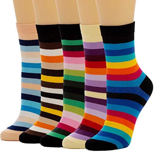Losa Kute5 Pairs Cute Patterned Socks Warm Crew Socks