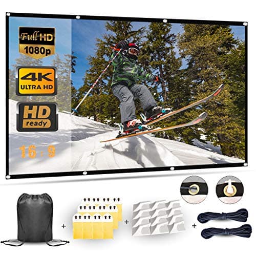 Projector Screen, Projection Screen 100 inch, 16x9 HD 3D TV Projector Screen Outdoor Movie Screen Portable Projector Screen Foldable Projection Movies Screen for Home Theater Double Sided Projection