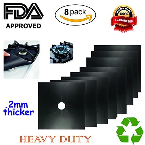 Gas Range Protector,Stove Protector, Burner Cover-Cook Top Hob Liners .2MM THICK 8 PACK, Easy Clean,Dishwasher Safe,Heavy Duty Reusable Non Stick, Heat-resistant (10.6 x 10.6) inch