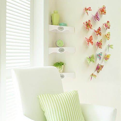 JAAMSO ROYALS Multicolor 3D Butterflies' Wall Sticker 1 Combo of 19 Piece (PVC Vinyl, 21 cm x 29.7 cm, 3D Stickers)