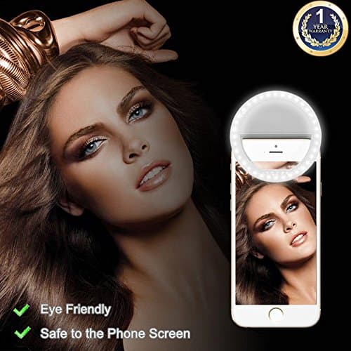 Ring light Selfie LED Camera Clip Phone holder Camera Lens Self-timer with Durable Rechargeable Battery USB Cord for Makeup Photos flash Webcast Artist Cameraman Photographer 36 led [Upgraded Version]