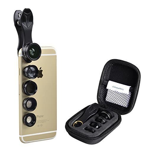 Cell Phone Camera Lens Kit Apexel 5 in 1: Wide Angle+ Macro+Fisheye+Telephoto+CPL for iPhone Camera Lens, Samsung Camera Lens, and most Smartphone Camera Lens.