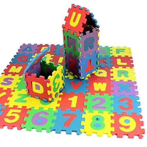 Kid's Foam Mats, Soft Interlocking Alphabet and Number Educational Puzzle Play Mat Safety Jigsaw ( 36 Pcs)