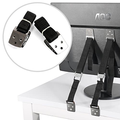 Anti-Tip Straps, Hometek Anchor Flat Screen Baby-Proof Heavy Duty Straps All Metal Parts TV/Furniture Mounting Hardware Included (1 Pair, Black)