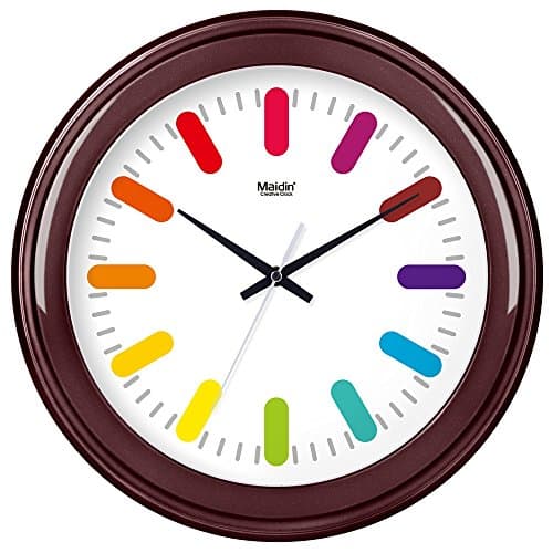Komo Stylish Bold Classic Quartz Large Wall Clock Non Ticking Silent Wall Clock living roo round creative simple mute quartz clock, 12 inch, basic wine red