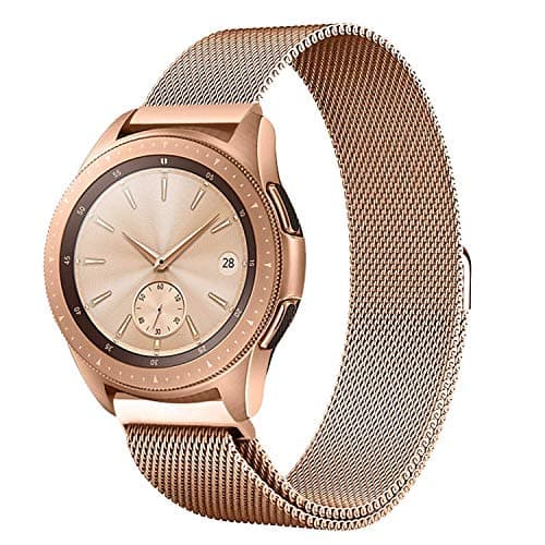 Omicton Compatible Samsung Galaxy Watch (42mm) Strap, 20mm Milanese Loop Stainless Steel Metal Bands Wrist Replacement Strap Compatible Gelaxy Watch SM-R810/SM-R815/Gear Sport Smartwatch(Rose Gold)
