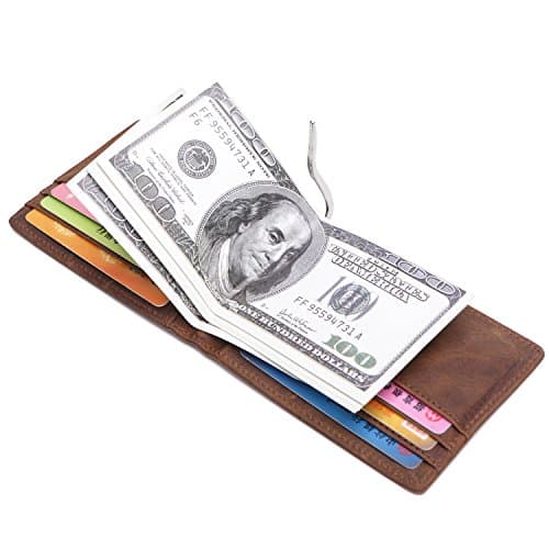 Slim Genuine Leather Thin Minimalist Front Pocket Wallets for Men Money Clip full grain leather wallet