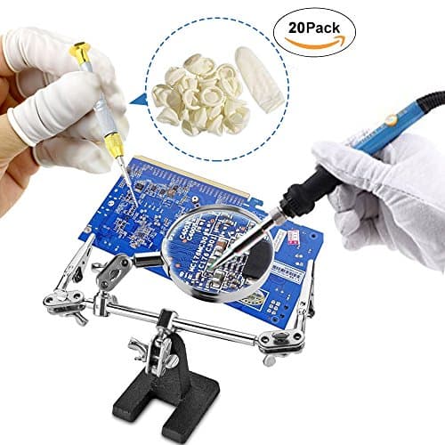 2.5X Magnifying Glass With Easy Carrying Three Hands Helping Tool and 2 Alligator Spring Clamps for Electrician Engineers Jewelers for Hobbies Jewelry and Soldering