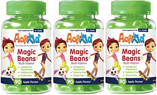 Special Deal 3X ActiKid Magic Beans Multi-Vitamin 90x Apple Flavour, No Gelatine, Children's multivitamins, Immunity Boost