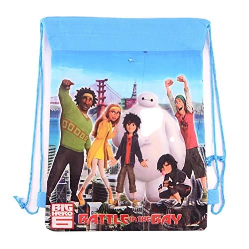 SKS Express Cartoon Drawstring Backpack Bag for Kids (Big Hero 6 Baymax Light Blue)