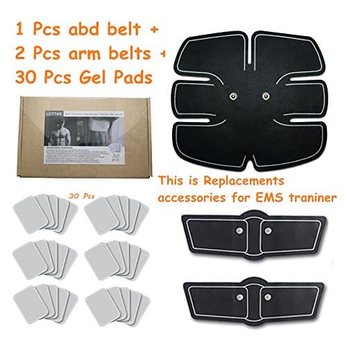 QQ Smart Digital Pads Replacement for Abdominal Toning Belt, Replacement Gel Pads for EMS AB Trainer Waist Trimmer Belt ABS Toner Body Muscle Trainer (3 belts+30p)