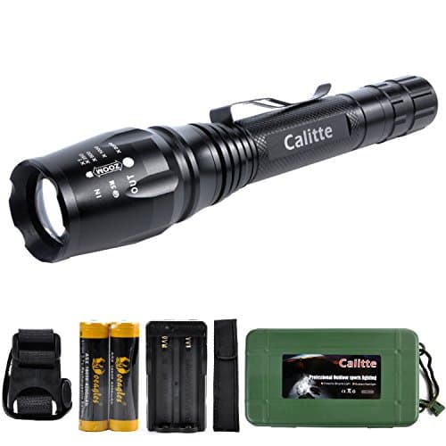 Calitte Brightest Zoomable Focus True Torch Flashlight 1000 Lumen XML T6 LED with Adjustable 5 Light Mode For Cycling Hiking, Camping, Emergency (7.85 in)