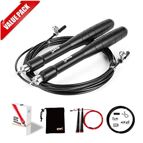 CRAZY FOXS [2 Pack Jump Rope Best for MMA Boxing Crossfit Workout Exclusive Ergonomic Aluminum Handle