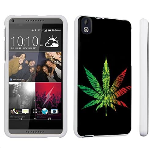 DuroCase ® HTC Desire 816 Hard Case White - (Rasta Leaves)