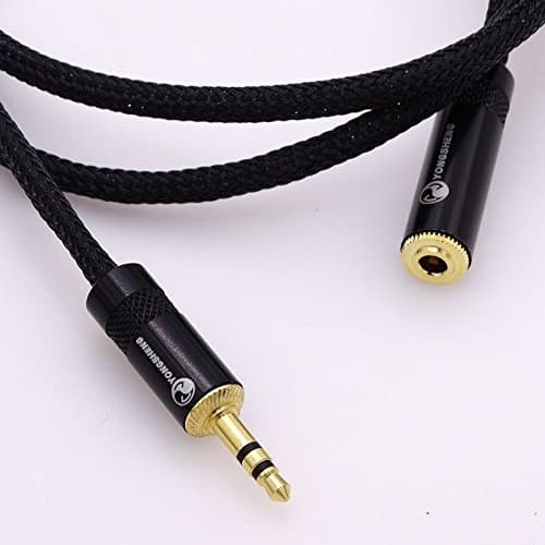 1.5meter black nylon sleeve 4 cores copper wire 3.5mm male to 3.5mm female car aux audio cord headphone extension cable