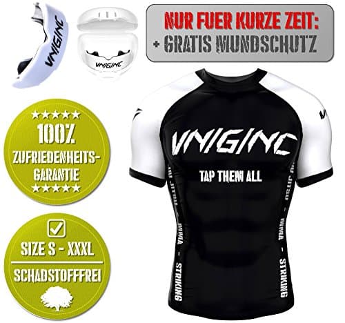 Vengeance MMA Rash Guard Black/White – Short Sleeve Compression Shirt for Martial Arts – MMA, BJJ, No Gi Grappling Boxing, Kick Boxing, Muay Thai Krav Maga – Premium Quality