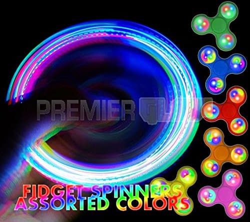 Premier Glow Flashing Fidget Finger Spinner, 7 Color Light up LED Hand Spinners, Relieve Anxiety
