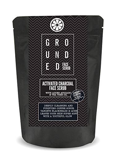 ★ Activated Charcoal Blackhead Removing Face Scrub By Grounded. Targets Acne, Breakouts and Oily Skin. Made in The Uk, Cruelty Free & 100% Natural Ingredients