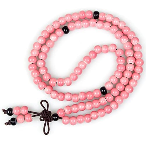 Mala Beads,Couples 108 Prayer Handmade Black and White Buddhist Vintage Style beaded Bracelet Necklace