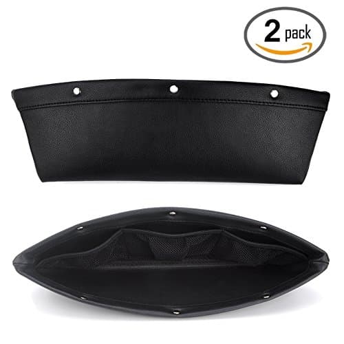 Car Pocket Organizer, Premium PU Leather Durable Adjustable Width Console Gap Filler for Car Interior Accessories Set of 2