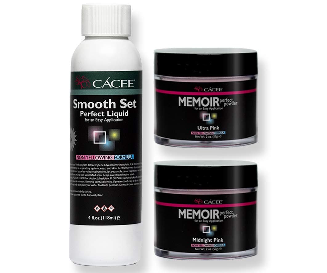 Smooth Set Acrylic Nail Kit, Includes Acrylic Liquid And Powder, Professional Monomer and Polymer, No MMA, Low Odor (Midnight Pink & Ultra Pink)