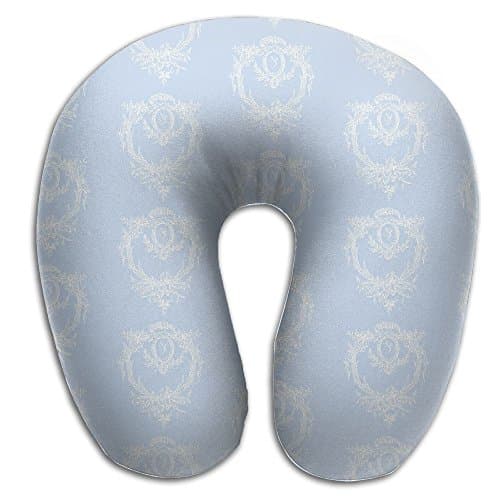 Rococo Rose Frame In Pale Blueberry Blue Double-Sided Printing Funny Rubbits U Shape Travel Pillow Memory Pillow Supports The Head Neck In Any Sitting Position Perfect