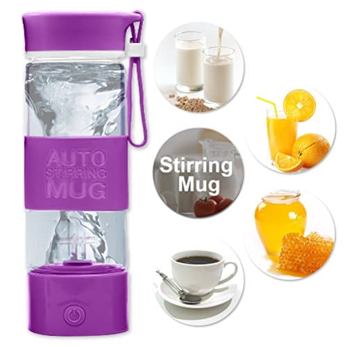 Self Stirring Mug, Automatic Self Mixing Cup, Cute, Colorful &amp; Funny for tea, milk, cereal etc, Best for Morning, Travelling, Home, Office, Men and Women By Sportsvoutdoors (Purple)