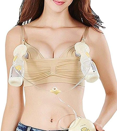 Hands-Free Maternity Nursing Bra for Breastfeeding - Comfortable Pumping Nursing Breastpump Bra - Fashion Breast pump Bra (X-Large, Nude)